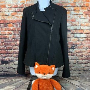Ann Taylor black moto style ribbed jacket size 10